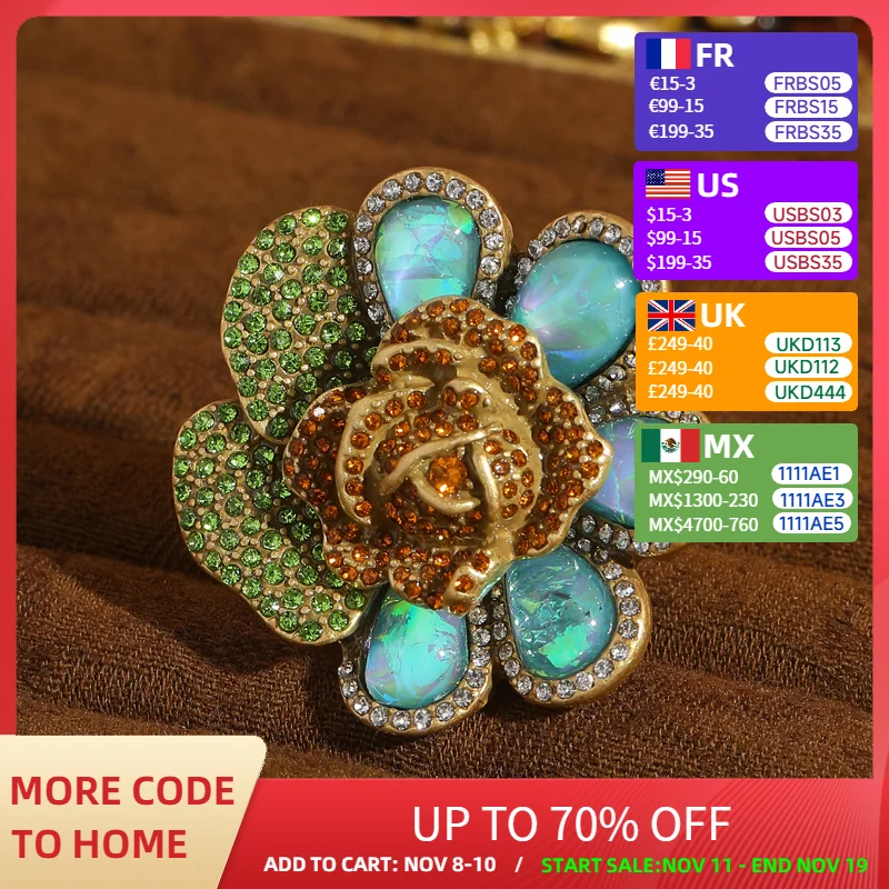  Vintage Large Flower Ring Decoration Opal Jewelry Big Antique Gold Color Water Drop Rhinestone For Woman Wedding Accessories
Vintage Large Flower Ring Decoration Opal Jewelry Big Antique Gold Color Water Drop Rhinestone For Woman Wedding Accessories