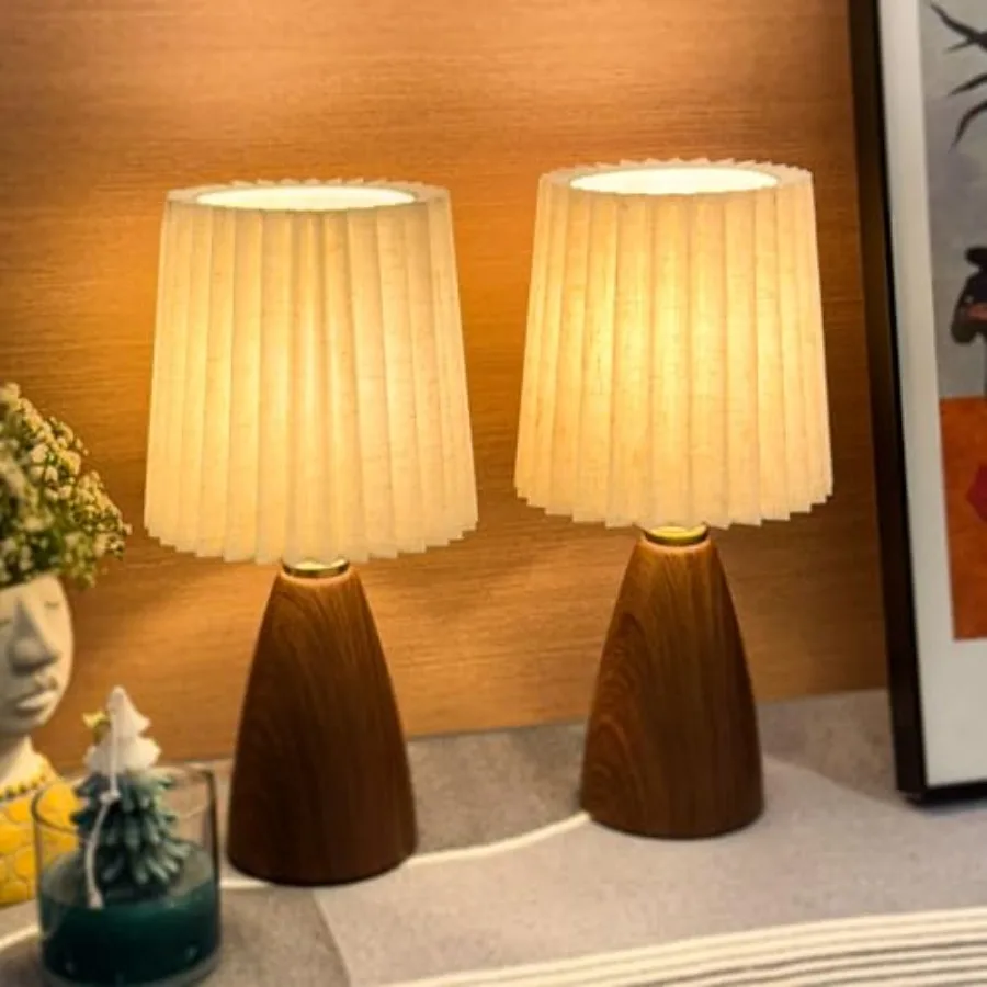 Small Pleated Table Lamp Set of 2 for Bedroom, Mini Bedside Lamps for Nightstand with Round Fabric Linen Shade, Dimmable Desk L
Small Pleated Table Lamp Set of 2 for Bedroom, Mini Bedside Lamps for Nightstand with Round Fabric Linen Shade, Dimmable Desk L