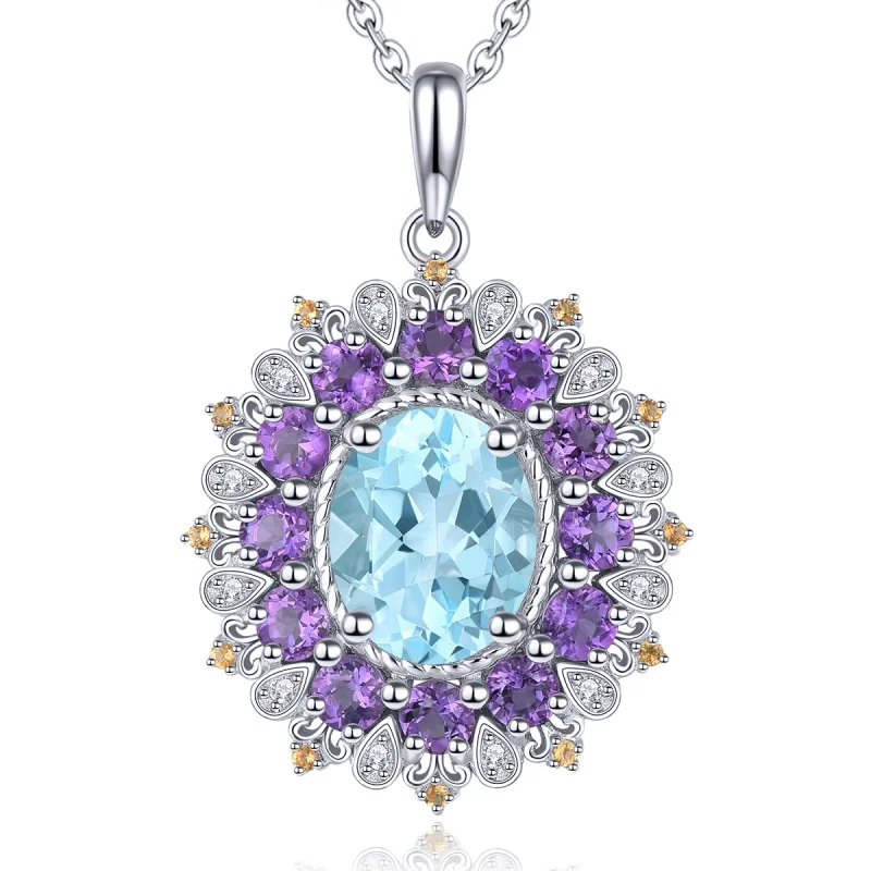 Genuine 4.5 Carats 925 Sterling Silver Pendant Natural Sky Blue Topaz Pendant Multicolor Gemstone Topaz Pendant For Women
Genuine 4.5 Carats 925 Sterling Silver Pendant Natural Sky Blue Topaz Pendant Multicolor Gemstone Topaz Pendant For Women