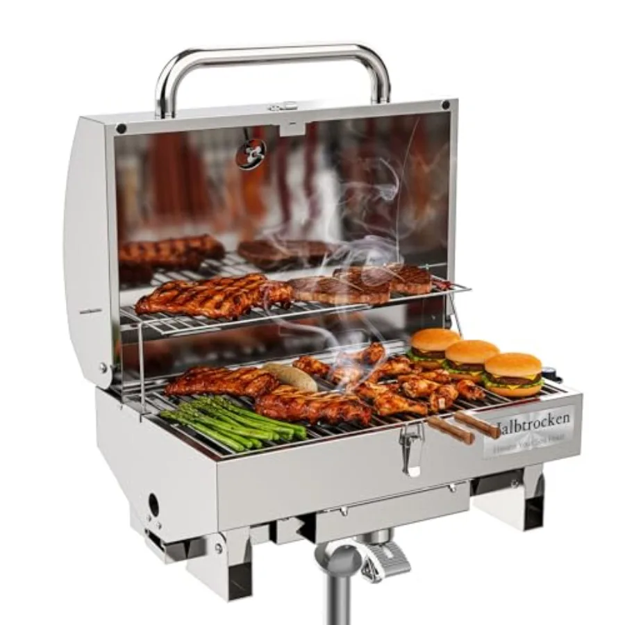 304 Stainless Steel Marine Gas Grill with Rod Holder Mount Cover - 200 sq. in. Cooking Area 12 000 BTU Propane Boat Grill - Per
304 Stainless Steel Marine Gas Grill with Rod Holder Mount Cover - 200 sq. in. Cooking Area 12 000 BTU Propane Boat Grill - Per