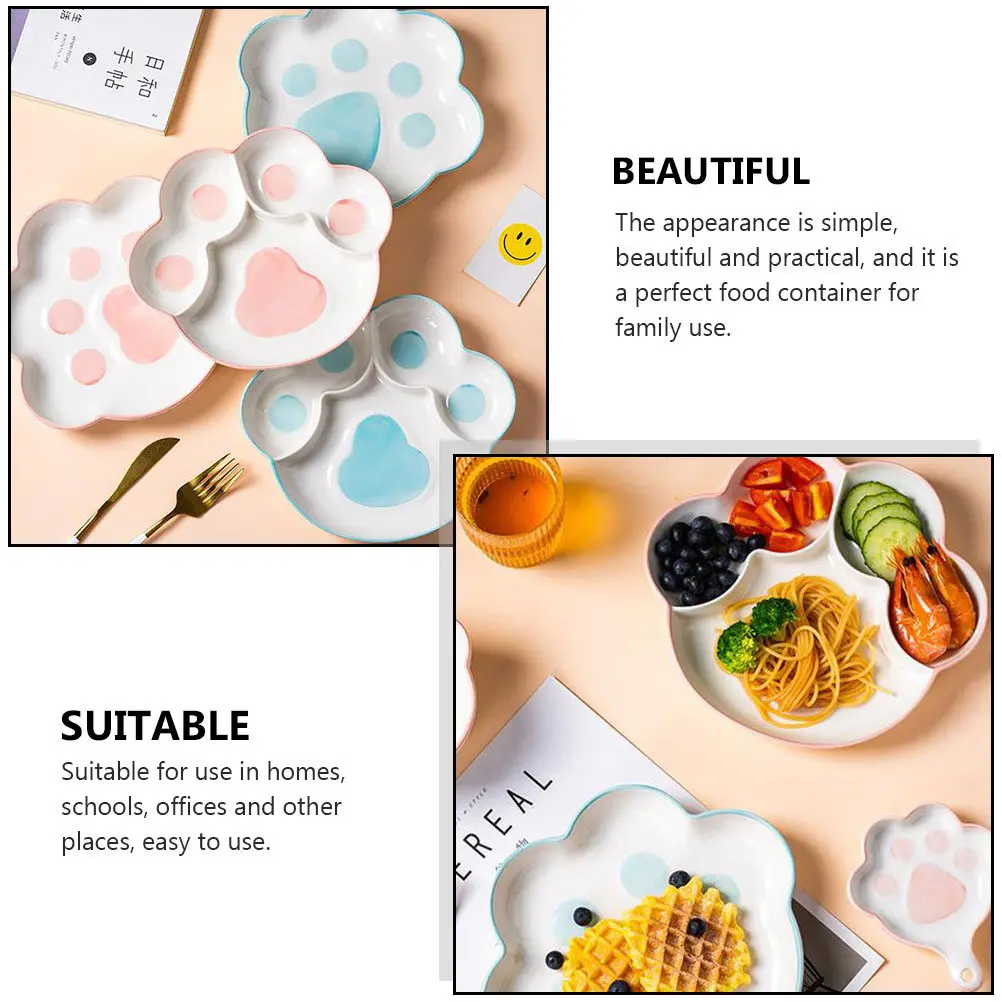 Ceramic Divided Plate Cat Paw Design Food-Safe Heat-Resistant Wear-Resistant Compartmentalized Serving Tray for Home Picnic
Ceramic Divided Plate Cat Paw Design Food-Safe Heat-Resistant Wear-Resistant Compartmentalized Serving Tray for Home Picnic