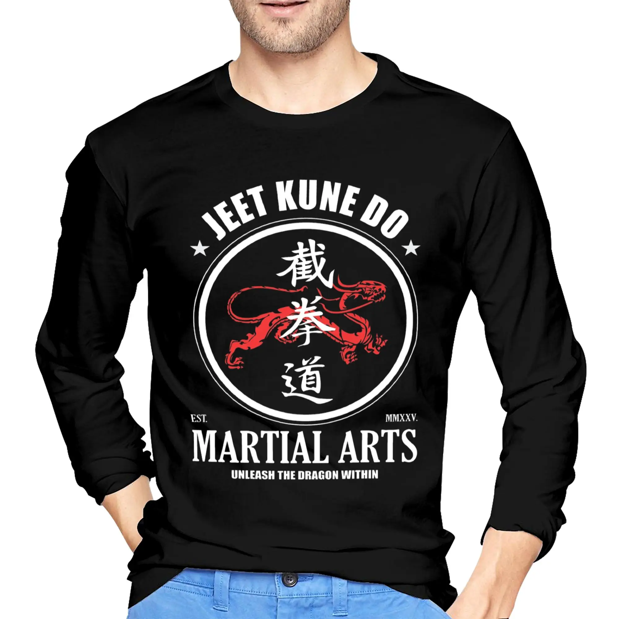 Мужская футболка с длинными рукавами Unleash the Dragon Within Jeet Kune Do Dragon Power, футболки с круглым вырезом, весенние и осенние мужские топы
Мужская футболка с длинными рукавами Unleash the Dragon Within Jeet Kune Do Dragon Power, футболки с круглым вырезом, весенние и осенние мужские топы
