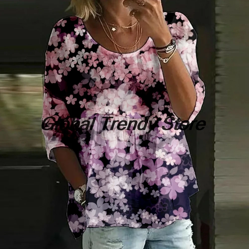 Women's 3D Floral Print 3/4 Sleeve Blouse Loose Fit Crew Neck Tunic Tops Lady's Daily Polyester Top Shirts
Women's 3D Floral Print 3/4 Sleeve Blouse Loose Fit Crew Neck Tunic Tops Lady's Daily Polyester Top Shirts
