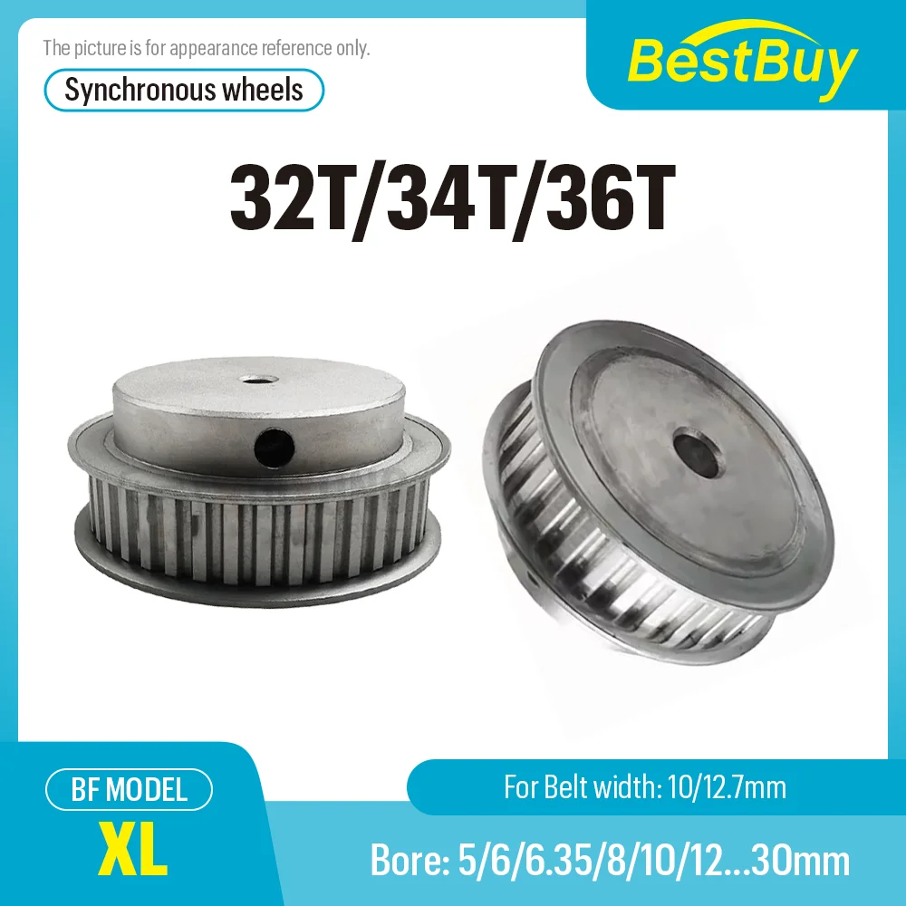 XL Timing Pulley BF Type 32T/34T/36 Teeth Synchronous Timing Pulley Bore 5/6/6.35-30 for Width 10/12.7mm Belt
XL Timing Pulley BF Type 32T/34T/36 Teeth Synchronous Timing Pulley Bore 5/6/6.35-30 for Width 10/12.7mm Belt