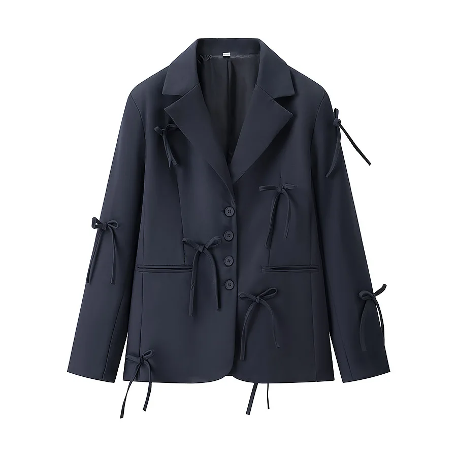 Women's Trendy Blazers Loose Single-Breasted Bow Tie Black Blazer Spring Autumn Suits Jacket Women Coat Blazer Mujer Tops New
Women's Trendy Blazers Loose Single-Breasted Bow Tie Black Blazer Spring Autumn Suits Jacket Women Coat Blazer Mujer Tops New