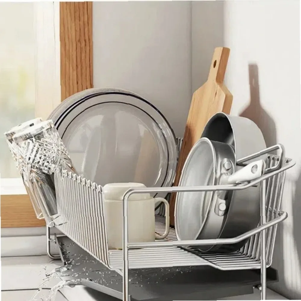 Dish Rack with Drainboard & Utensil Holder, Kitchen Counter Organizer and Dish Drainer Rack for Efficient Kitchen Organization
Dish Rack with Drainboard & Utensil Holder, Kitchen Counter Organizer and Dish Drainer Rack for Efficient Kitchen Organization