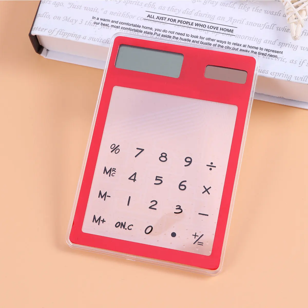Ultra Slim Solar Calculator with LCD Display 8 Digits Touch Screen Function for Office Supplies Students Portable Compact