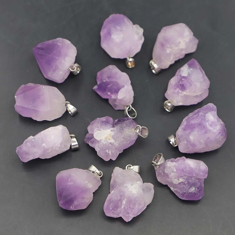 12pcs/lot High Quality Natural Stone Raw Amethyst Irregular Pendants Necklace Quartz Purple Crystal DIY Jewelry Making Wholesale
12pcs/lot High Quality Natural Stone Raw Amethyst Irregular Pendants Necklace Quartz Purple Crystal DIY Jewelry Making Wholesale