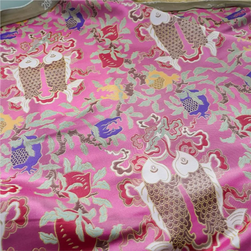 Chinese style Yun brocade double fish antique pattern clothing yarn-dyed fabric new jacquard satin horse skirt decorative
Chinese style Yun brocade double fish antique pattern clothing yarn-dyed fabric new jacquard satin horse skirt decorative