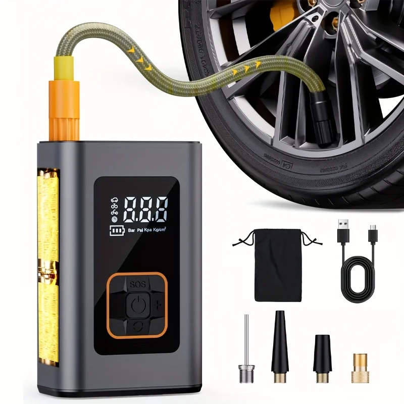 Tire Portable Air Compressor, 180PSI Portable Air Pump, Tire 6X Acceleration Inflation Cordless Tire Pump, Suitable For Cars, Bicycles, Motorcycles, Balls, LED Lights With Digital Pressure Gauge, Electric Air Pump, Tools, Car Accessories, Portable
Tire Portable Air Compressor, 180PSI Portable Air Pump, Tire 6X Acceleration Inflation Cordless Tire Pump, Suitable For Cars, Bicycles, Motorcycles, Balls, LED Lights With Digital Pressure Gauge, Electric Air Pump, Tools, Car Accessories, Portable