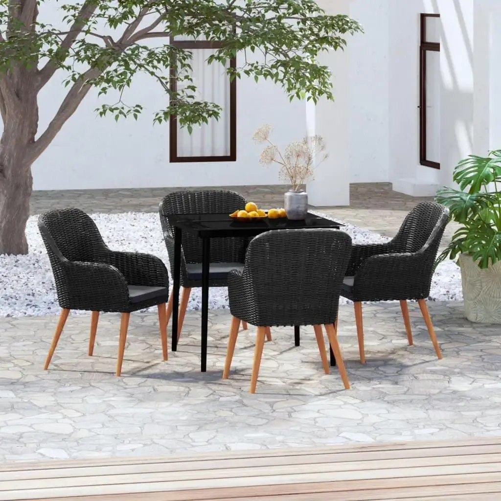 5 Piece Black Patio Dining Set with Cushions Outdoor Furniture Garden Table and Chairs Set
5 Piece Black Patio Dining Set with Cushions Outdoor Furniture Garden Table and Chairs Set