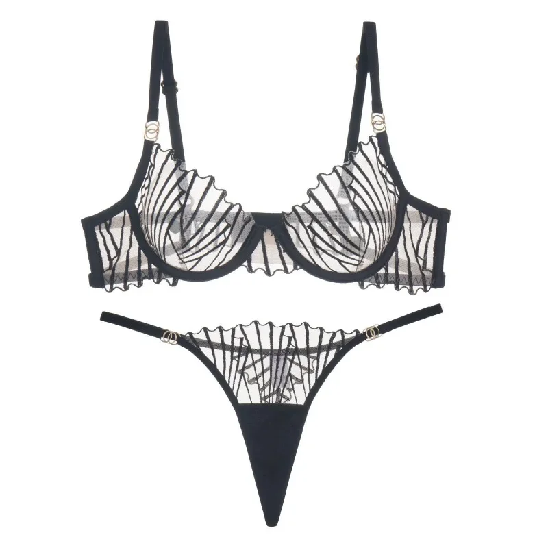 French Style Lingerie Set for Women Ultra-thin Hollow Out Bra Set Summer Sexy Mesh Embroidery Underwear Gathering Bra Beachwear
French Style Lingerie Set for Women Ultra-thin Hollow Out Bra Set Summer Sexy Mesh Embroidery Underwear Gathering Bra Beachwear