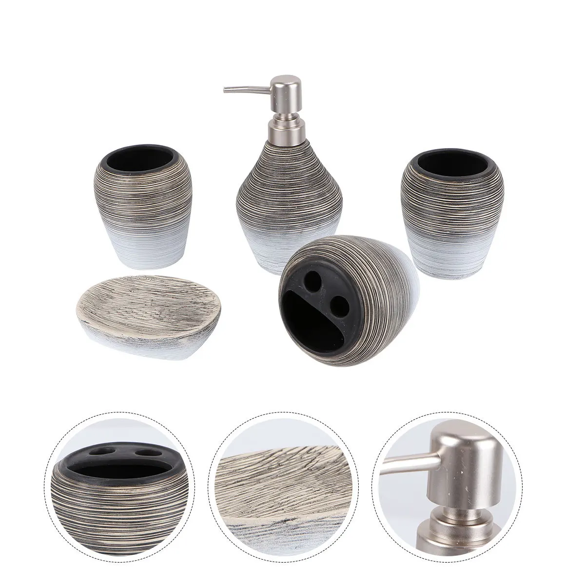 5Pcs Ceramic Washroom Kit Compact Toothbrush Cup Soap Holder Lotion Bottle Great Gift for Family Friends Home Use
5Pcs Ceramic Washroom Kit Compact Toothbrush Cup Soap Holder Lotion Bottle Great Gift for Family Friends Home Use