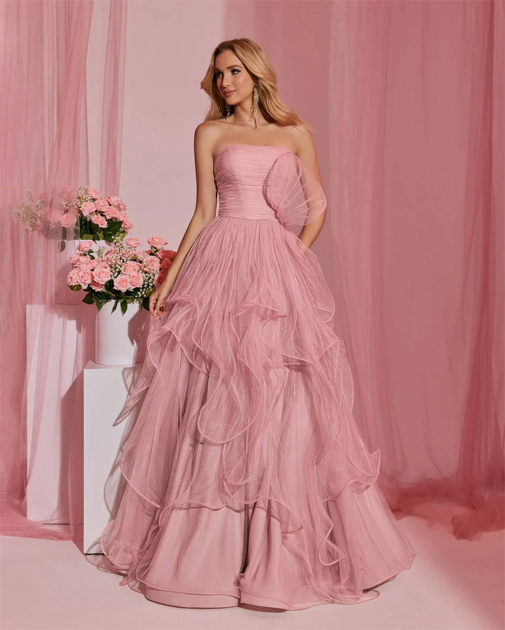 Customized Dreamy Pink Organza Evening Dress Graceful Strapless Sleeveless Homecoming Dress Temperament Special Occasion Gowns
Customized Dreamy Pink Organza Evening Dress Graceful Strapless Sleeveless Homecoming Dress Temperament Special Occasion Gowns