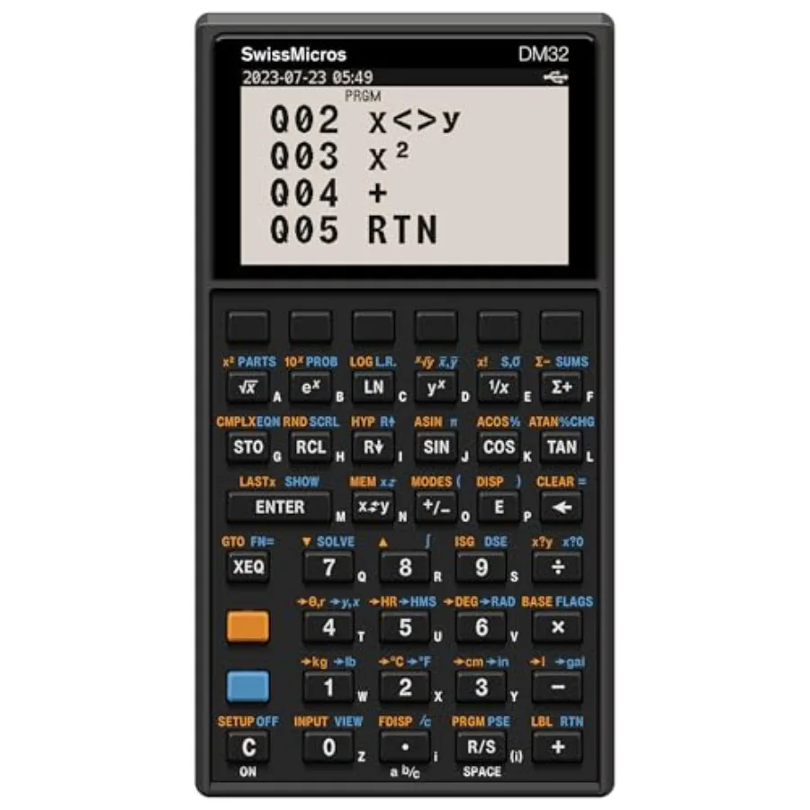 DM32 RPN Calculator for engineering use stainless steel body in silver, 34-digit precision, USB-C charging, multi-state virtual
DM32 RPN Calculator for engineering use stainless steel body in silver, 34-digit precision, USB-C charging, multi-state virtual