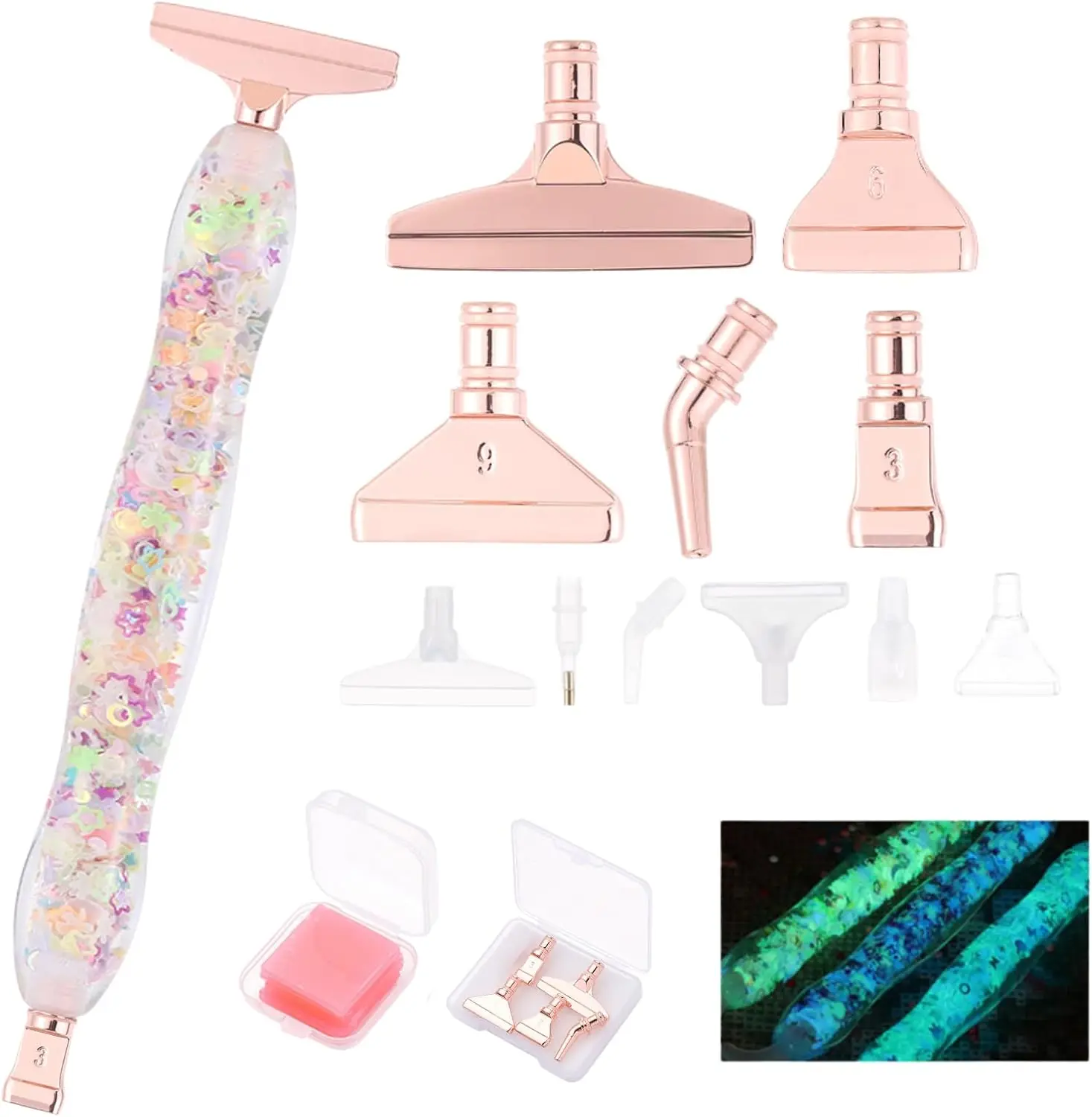 20pcs Diamond Painting Pen Set, Glow in the Dark, Resin & Metal Tips, Pink
20pcs Diamond Painting Pen Set, Glow in the Dark, Resin & Metal Tips, Pink