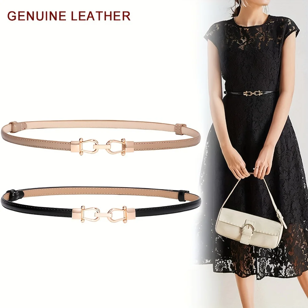 New Stylish Thin genuine leather Belts Double Buckle Solid Color Simple Waist Belts Trendy Sweater Dress Girdle For Women
New Stylish Thin genuine leather Belts Double Buckle Solid Color Simple Waist Belts Trendy Sweater Dress Girdle For Women