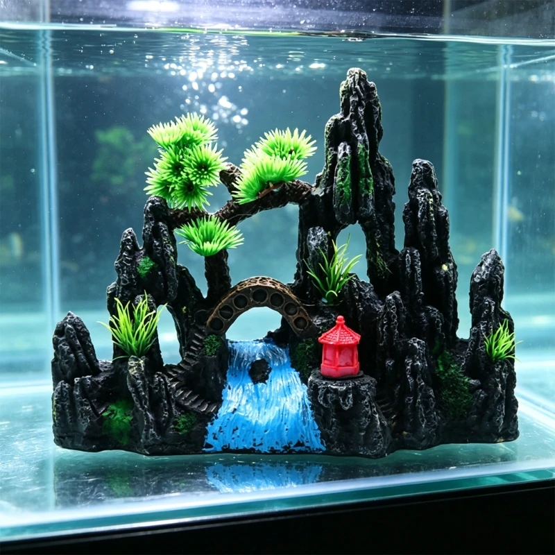 Resins Mountain Ornaments with Leafed Trim for Glass Tanks Styling, Indoor Water Habitat Scene Piece, Single Unit with Rock Y5GB
Resins Mountain Ornaments with Leafed Trim for Glass Tanks Styling, Indoor Water Habitat Scene Piece, Single Unit with Rock Y5GB