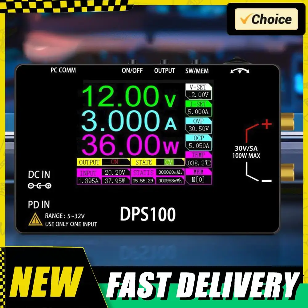 Регулируемый регулятор напряжения DPS100, 30 В, 5 А, 100 Вт, максимальный карманный размер, настольный импульсный программируемый регулятор напряжения, источник питания
Регулируемый регулятор напряжения DPS100, 30 В, 5 А, 100 Вт, максимальный карманный размер, настольный импульсный программируемый регулятор напряжения, источник питания