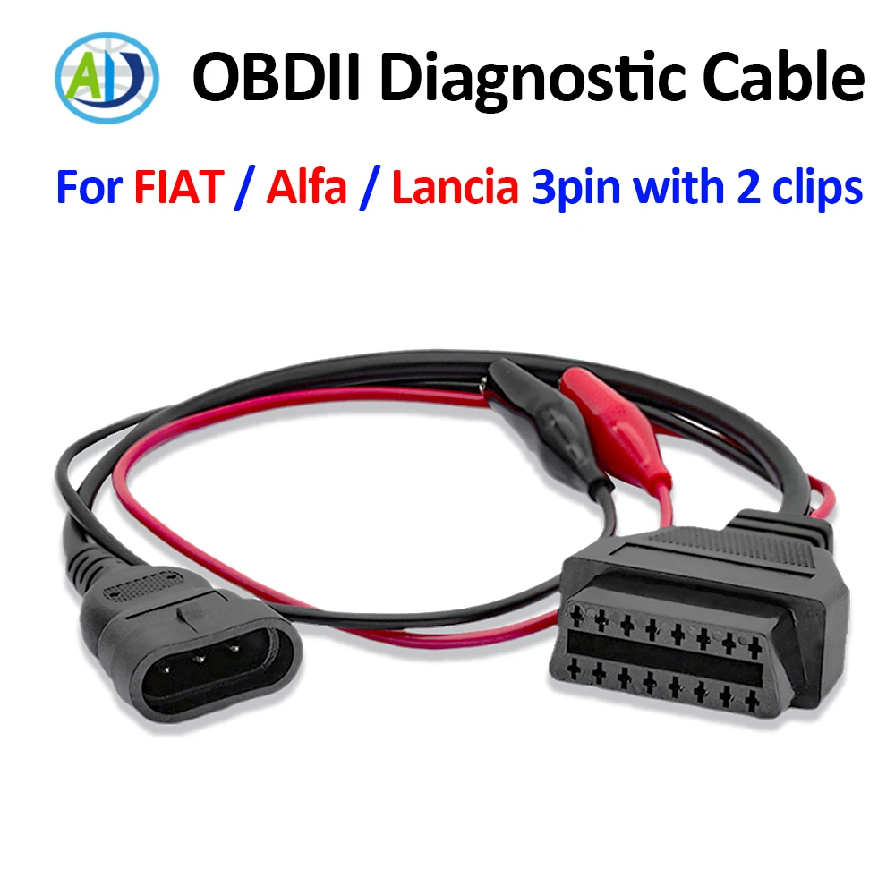 For Fiat 3 Pin OBD Adapter Cable with 2 Clips 3 Pin To 16 Pin Auto ELM327 Car Scanner Connector Diagnostic OBD2 Extension Cable
For Fiat 3 Pin OBD Adapter Cable with 2 Clips 3 Pin To 16 Pin Auto ELM327 Car Scanner Connector Diagnostic OBD2 Extension Cable