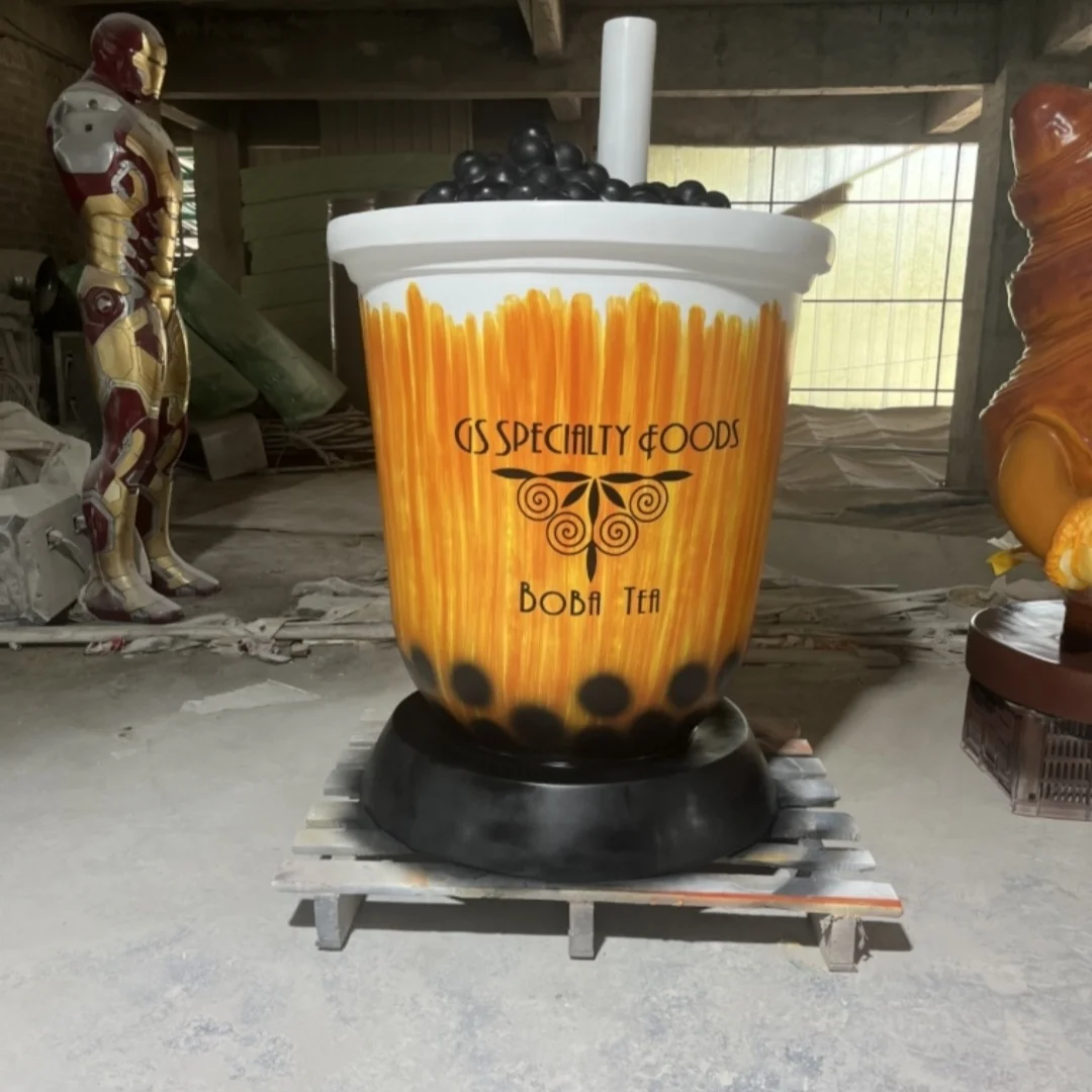 Customized 1.5m modern giant milk tea cup sculpture resin boba fiberglass statue store decorative statue
Customized 1.5m modern giant milk tea cup sculpture resin boba fiberglass statue store decorative statue