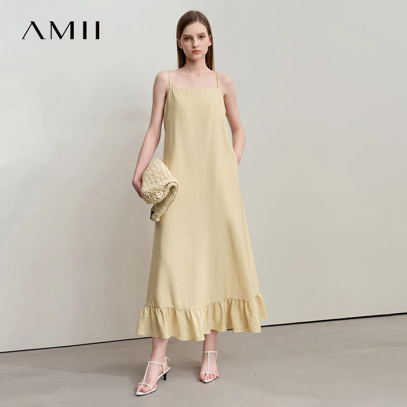 AMII Minimalist New Vacation Dresses Lyocell Summer Beach Women Clothing Party Suspender Lotus Edge Long Black Dresses 12542159
AMII Minimalist New Vacation Dresses Lyocell Summer Beach Women Clothing Party Suspender Lotus Edge Long Black Dresses 12542159