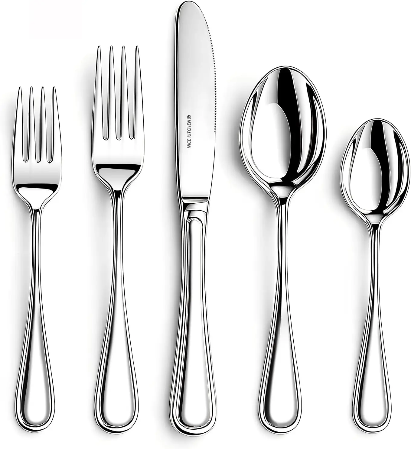 60-Piece Stainless Steel Flatware Set for 12, Mirror Polished Cutlery Set, Dishwasher Safe
60-Piece Stainless Steel Flatware Set for 12, Mirror Polished Cutlery Set, Dishwasher Safe