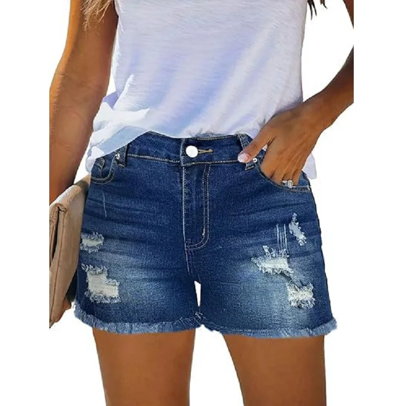 Женские летние джинсовые шорты с высокой талией и рваными дырками, узкие джинсовые брюки с кисточкой
Женские летние джинсовые шорты с высокой талией и рваными дырками, узкие джинсовые брюки с кисточкой
