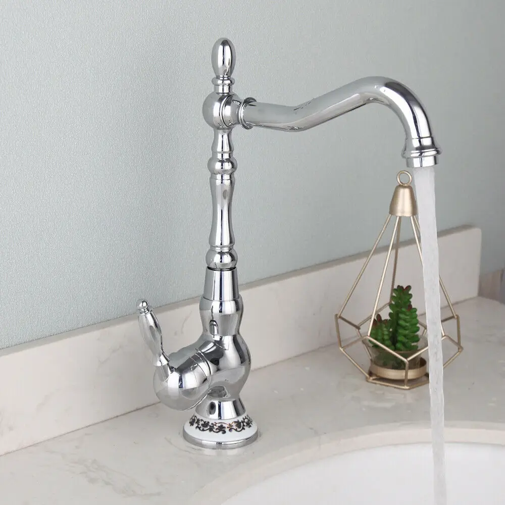 Chrome Brass Kitchen Faucet Deck Mounted Bathroom Basin Sink Hot and Cold Water Mixer Taps
Chrome Brass Kitchen Faucet Deck Mounted Bathroom Basin Sink Hot and Cold Water Mixer Taps