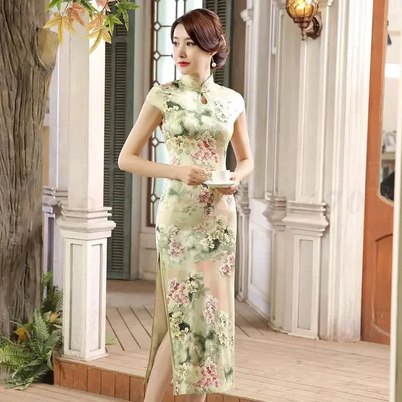 Chinese Traditional Qipao Vintage Women Slim Cheongsam Satin Floral Print Vestidos Large Size 3XL Qipaos Evening Party Gown
Chinese Traditional Qipao Vintage Women Slim Cheongsam Satin Floral Print Vestidos Large Size 3XL Qipaos Evening Party Gown