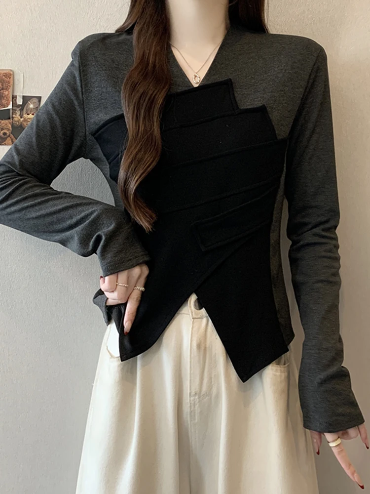 French Sle Long Sve V-Ne Knitted Top Women's Autumn Winter Faion Slim Fit Base Layer irt Asymmetrical Design
French Sle Long Sve V-Ne Knitted Top Women's Autumn Winter Faion Slim Fit Base Layer irt Asymmetrical Design