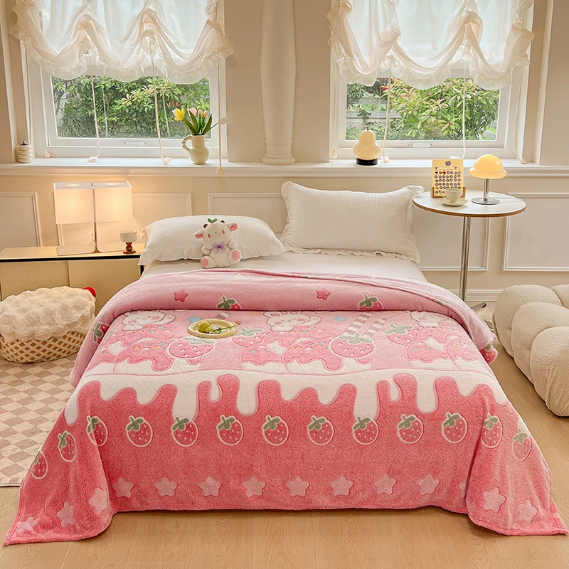 Pink Strawberry Rabbit Throw Blanket Lightweight Fuzzy Comfy Flannel Bed Blankets Warm Plush Blanket for Travel Camp Sofa Bed
Pink Strawberry Rabbit Throw Blanket Lightweight Fuzzy Comfy Flannel Bed Blankets Warm Plush Blanket for Travel Camp Sofa Bed