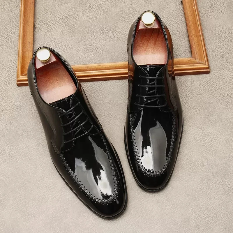 Patent Leather Mens oxford Genuine Leather Shoes Black Brown Shoes Brogue Lace Up Dress Wedding Office Business Men Formal Shoes
Patent Leather Mens oxford Genuine Leather Shoes Black Brown Shoes Brogue Lace Up Dress Wedding Office Business Men Formal Shoes