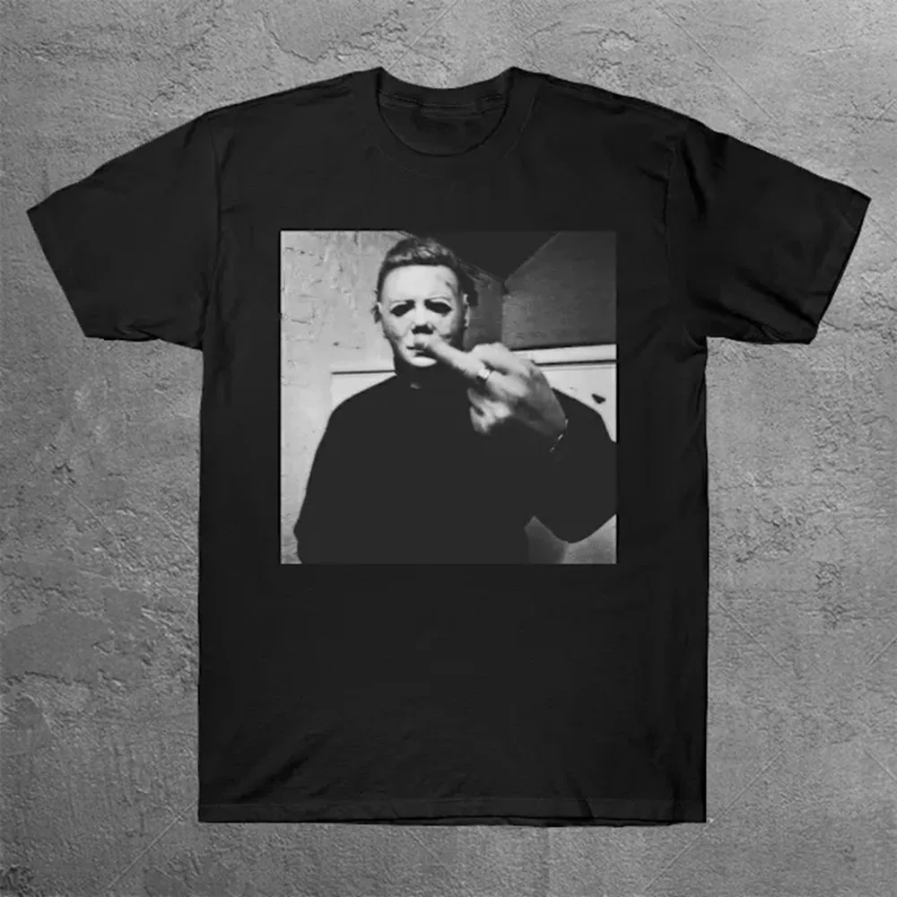 Michael Myers Halloween Middle Finger Horror Movie T-Shirt Men Vintage Short Sleeve Tshirt
Michael Myers Halloween Middle Finger Horror Movie T-Shirt Men Vintage Short Sleeve Tshirt