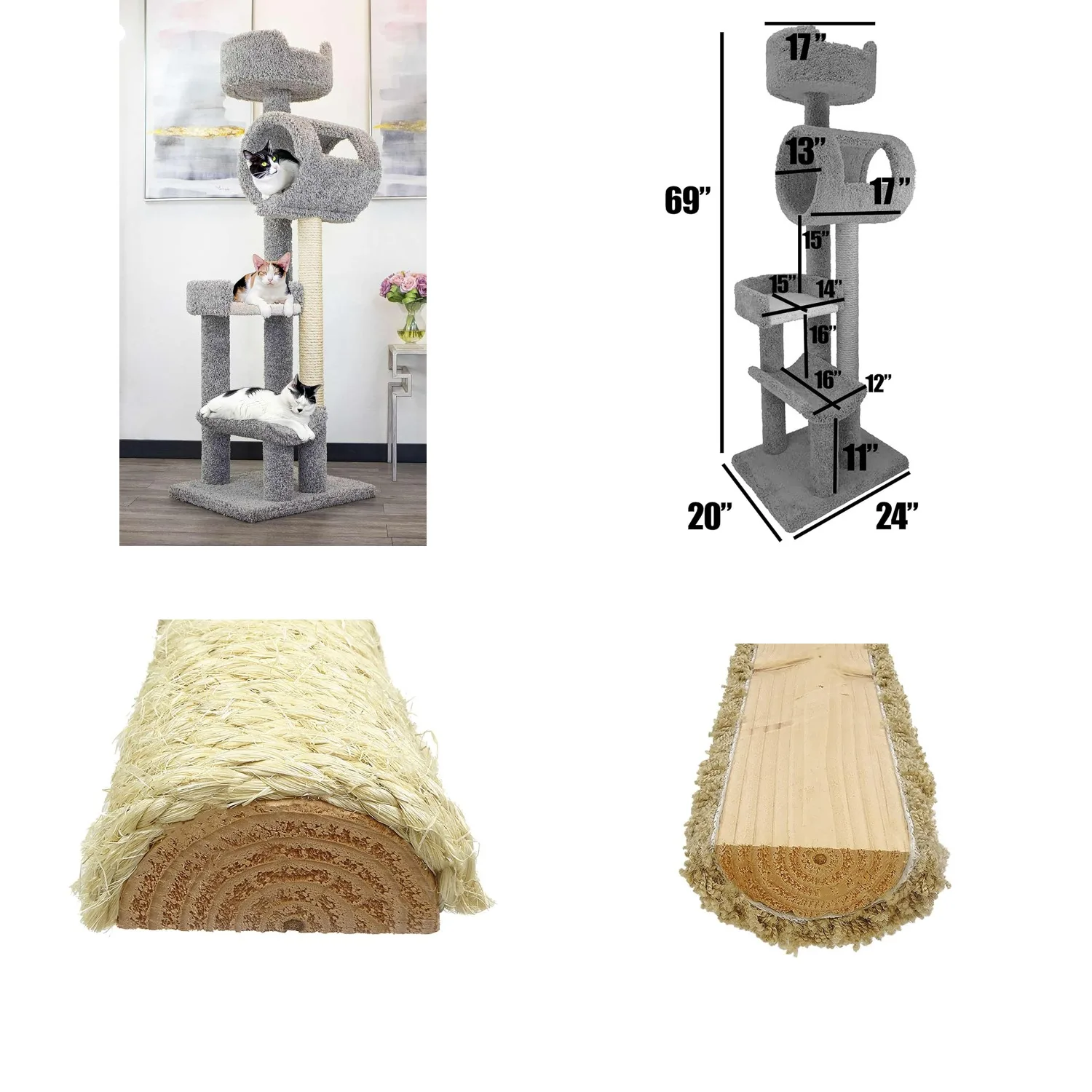 140003- Solid Wood Cat Climbing Tower Cat Tree, Gray, Customized
140003- Solid Wood Cat Climbing Tower Cat Tree, Gray, Customized