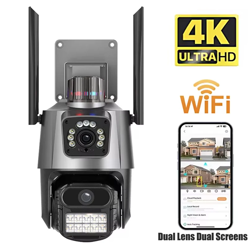 Dual Lens PTZ Camera Outdoor 8M 4K HD Dual Screen WiFi Security IP Camera Auto Tracking Wirelss CCTV Surveillance Camera
Dual Lens PTZ Camera Outdoor 8M 4K HD Dual Screen WiFi Security IP Camera Auto Tracking Wirelss CCTV Surveillance Camera