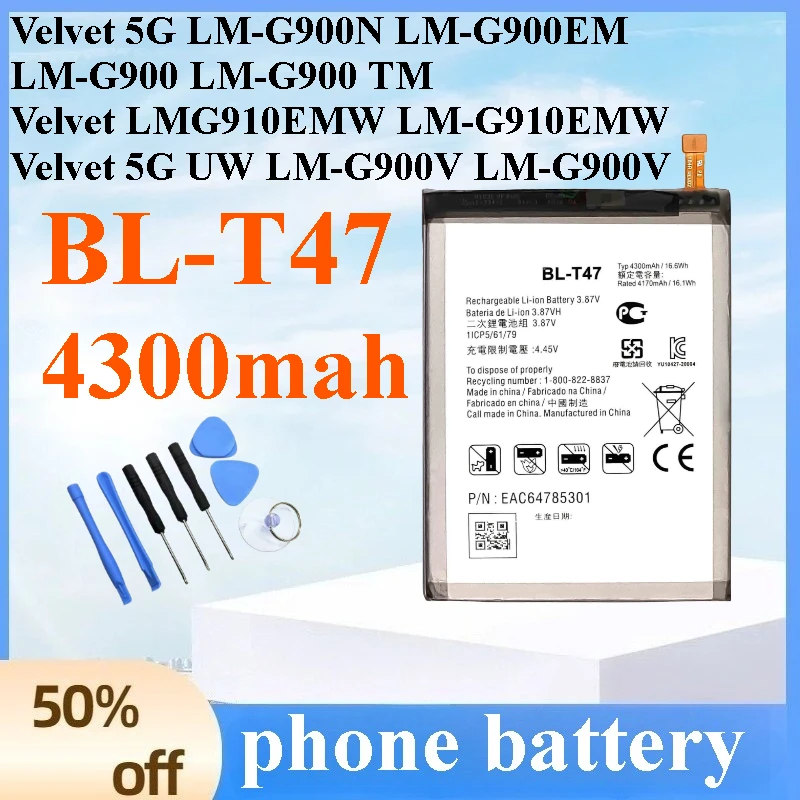 New High Capacity BL-T47 Battery 4300mAh for LG Velvet 5G Replacement Phone Battery High-Performance
New High Capacity BL-T47 Battery 4300mAh for LG Velvet 5G Replacement Phone Battery High-Performance