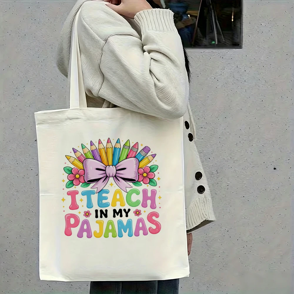 Funny I Teach In My Pajamas Canvas Tote Bag Cute Teacher Appreciation Gift Reusable Shopping Book School Handbag For Women
Funny I Teach In My Pajamas Canvas Tote Bag Cute Teacher Appreciation Gift Reusable Shopping Book School Handbag For Women
