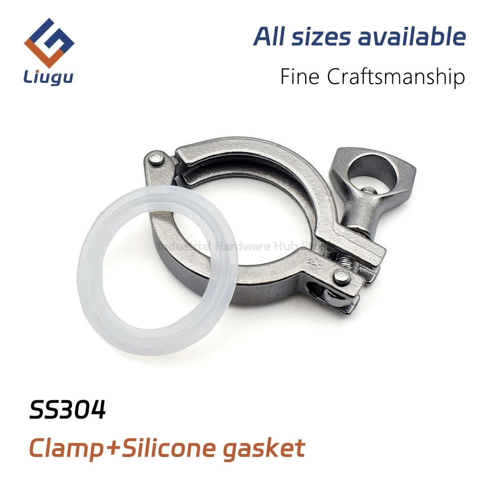 304 Stainless Steel Sanitary Tri Clamp+Silicon Gasket Set, 1"-8" 50.5-217mm Ferrule Clamp Kit, Homebrew Beer/Dairy Pipe Fittings
304 Stainless Steel Sanitary Tri Clamp+Silicon Gasket Set, 1"-8" 50.5-217mm Ferrule Clamp Kit, Homebrew Beer/Dairy Pipe Fittings