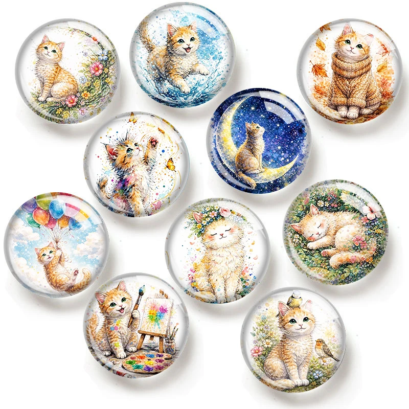 Watercolor Illustrations Cat12/18/20/25mm glass cabochon bracelet pendant rings for jewelry demo earrings back Making findings
Watercolor Illustrations Cat12/18/20/25mm glass cabochon bracelet pendant rings for jewelry demo earrings back Making findings