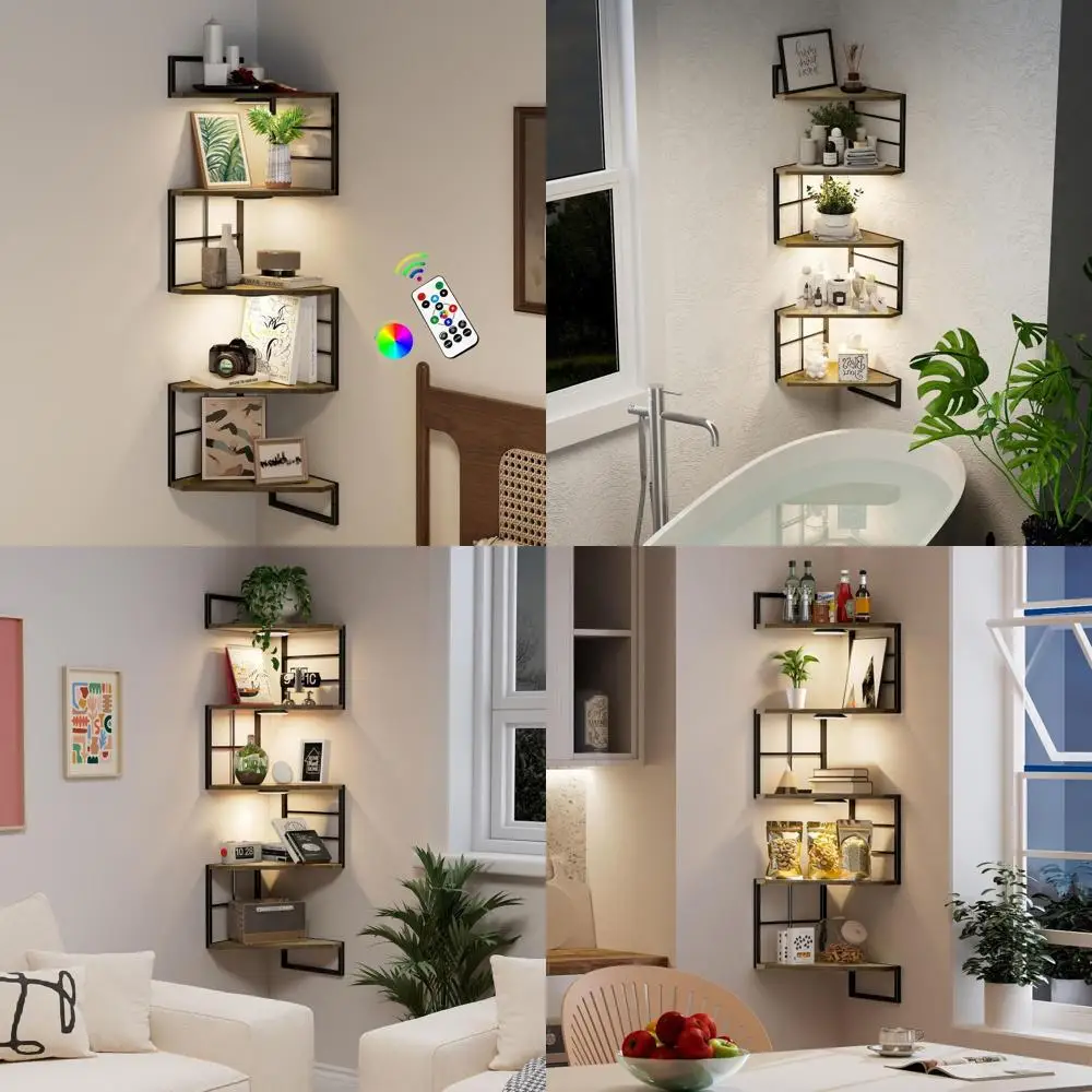5-Tier Wall-Mounted Floating Shelves with LED Lights - Brown, Ideal for Books, Display, Bedroom, Living Room, and Office Decor
5-Tier Wall-Mounted Floating Shelves with LED Lights - Brown, Ideal for Books, Display, Bedroom, Living Room, and Office Decor