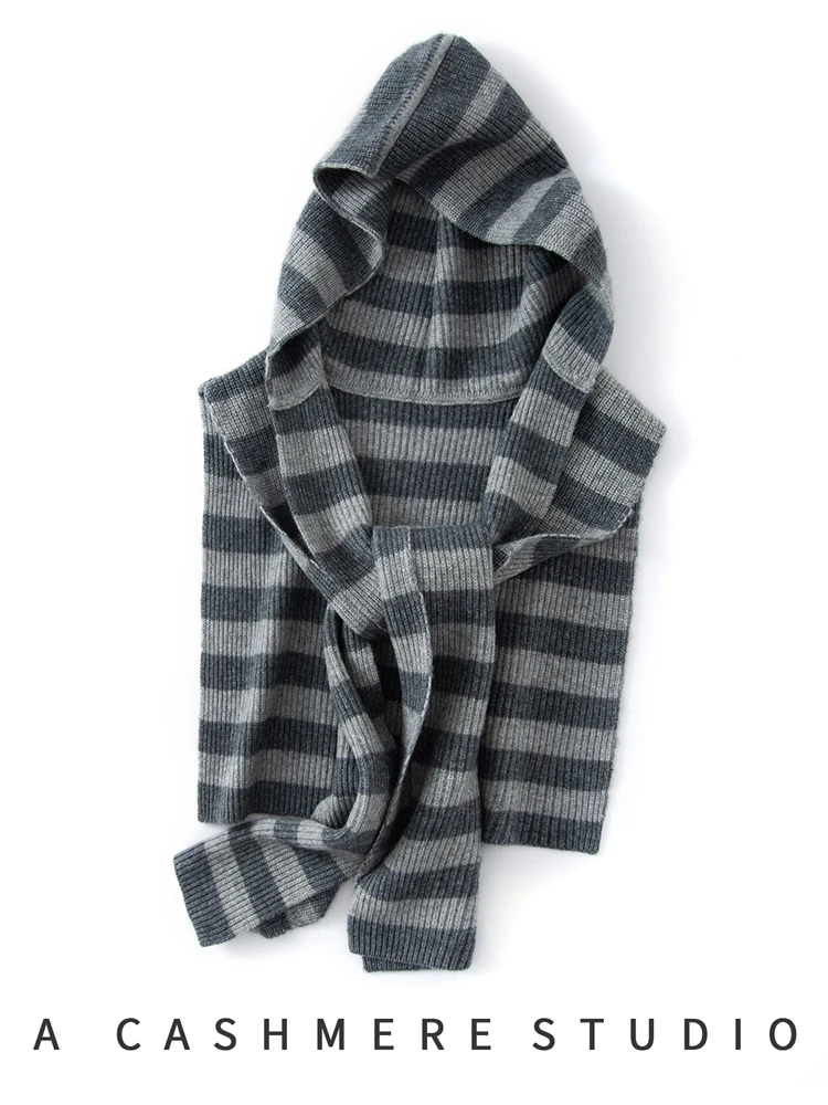 Women Cashmere Hat Thick Hooded Shawl Color-Blocking Stripes Autumn Winter 100% Cashmere Knitted Warm Beanies Cap Scarf Clothes
Women Cashmere Hat Thick Hooded Shawl Color-Blocking Stripes Autumn Winter 100% Cashmere Knitted Warm Beanies Cap Scarf Clothes