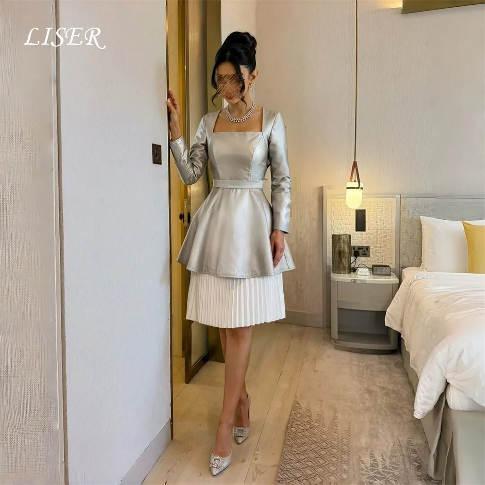 Liser Modern Satin Long Sleeves A-Line Evening Dress 2026 Square Collar Pleat Prom Dress Party Gown Customized فساتين س
Liser Modern Satin Long Sleeves A-Line Evening Dress 2026 Square Collar Pleat Prom Dress Party Gown Customized فساتين س