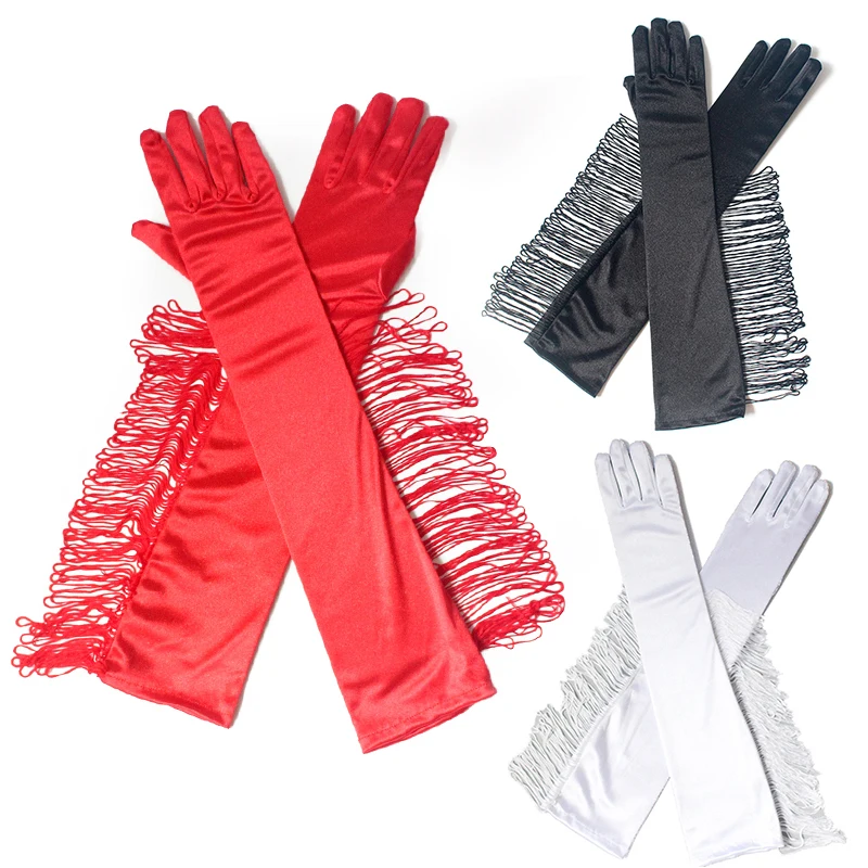 Fringed Long Satin Gloves For Women Tassel Style Elasticity Bride Gloves Driving Cycling Full Fingers Mittens Sunscreen Gloves
Fringed Long Satin Gloves For Women Tassel Style Elasticity Bride Gloves Driving Cycling Full Fingers Mittens Sunscreen Gloves