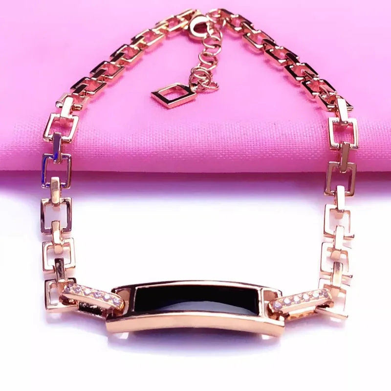 585 Purple Gold Fashion Light Luxury Square Black Agate bracelet for women Plated 14K Rose Gold Square bangles Banquet jewelry
585 Purple Gold Fashion Light Luxury Square Black Agate bracelet for women Plated 14K Rose Gold Square bangles Banquet jewelry