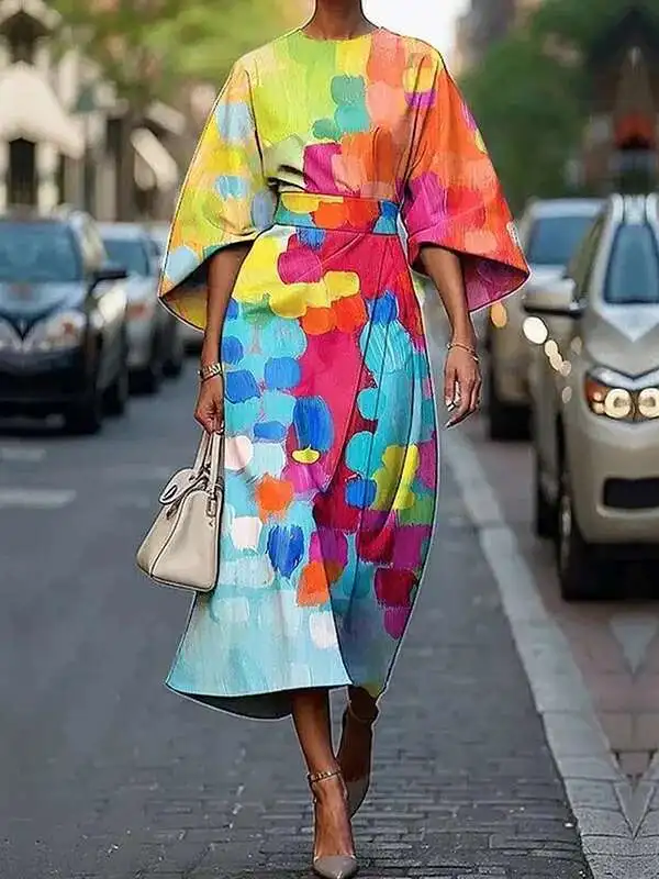 BabYoung 2025 New African Dresses For Summer Short Sleeves Asymmetric Tied Waist Casual 1 Pieces Woman Midi Colorful Dress
BabYoung 2025 New African Dresses For Summer Short Sleeves Asymmetric Tied Waist Casual 1 Pieces Woman Midi Colorful Dress