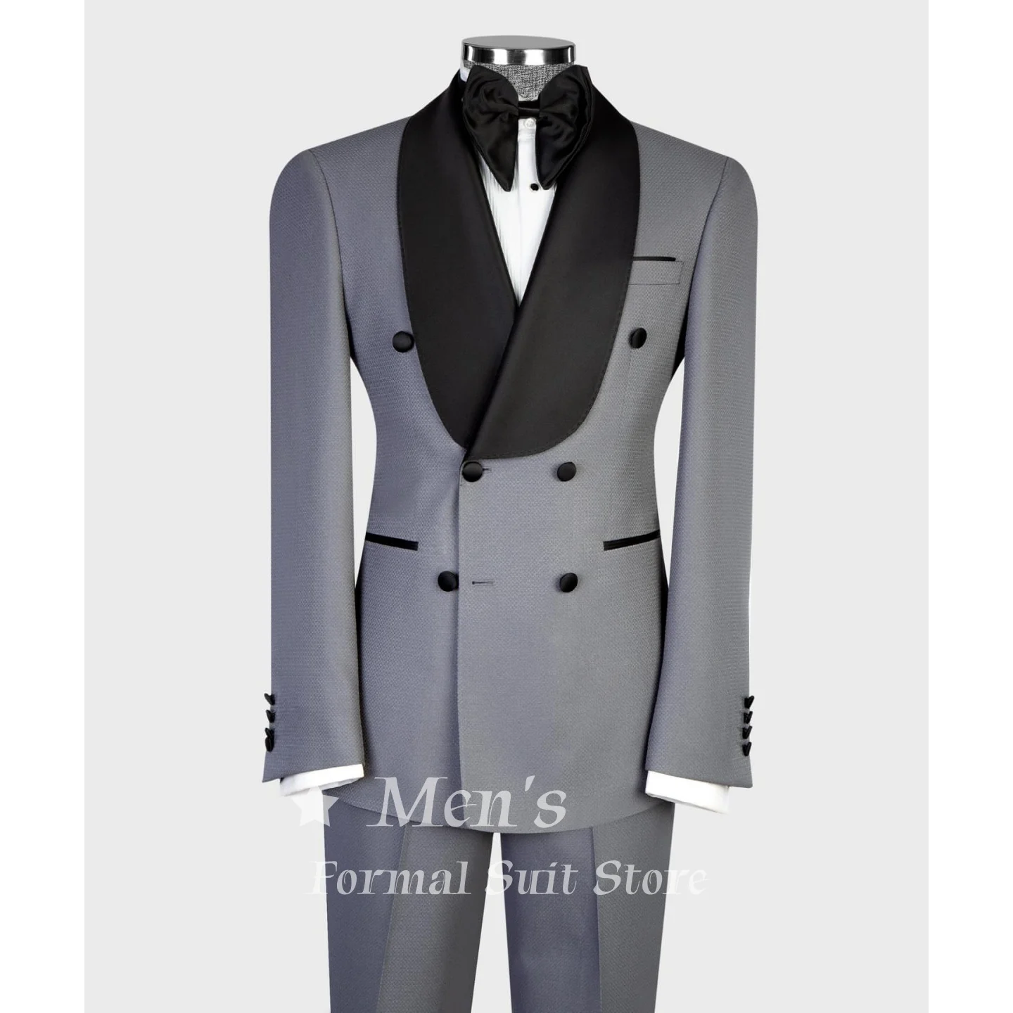 Vintage Grey Double-Breasted Tuxedo Suit 2-Piece Set Outfit Shawl Lapel with Black Trim Party Wedding Tuxedo Formal Customized
Vintage Grey Double-Breasted Tuxedo Suit 2-Piece Set Outfit Shawl Lapel with Black Trim Party Wedding Tuxedo Formal Customized