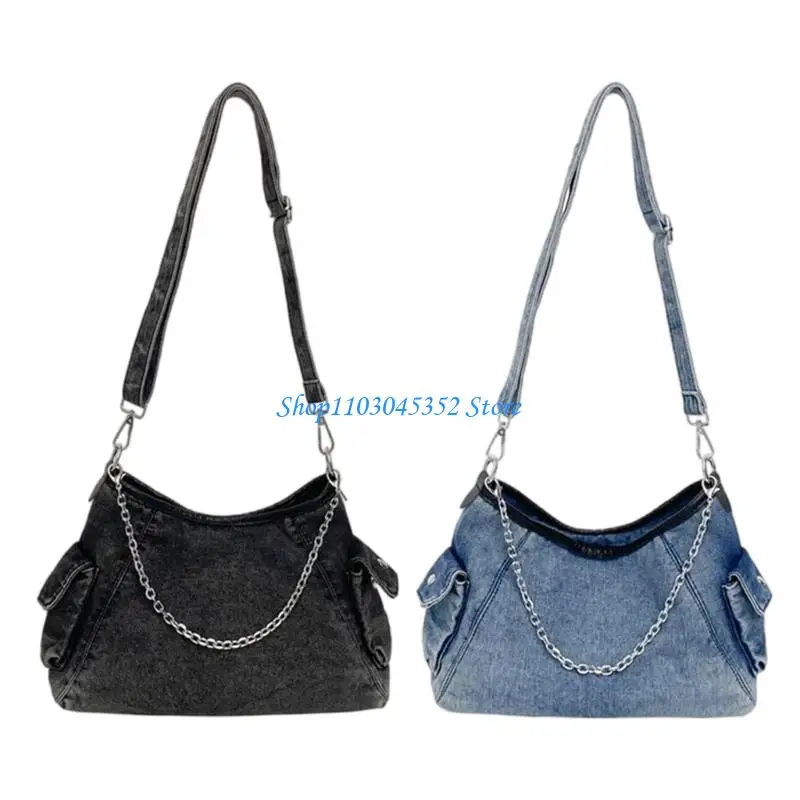 A3PE Compact Jean Satchel Purse Trendy Chain Detail Women's Casual Shoulder Bag For Phone And Wallet Essential Storage
A3PE Compact Jean Satchel Purse Trendy Chain Detail Women's Casual Shoulder Bag For Phone And Wallet Essential Storage