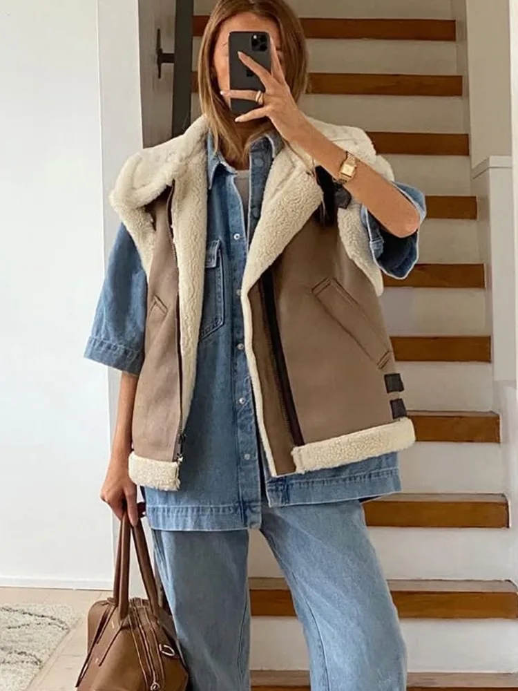 Tossy Spring Sleeveless Vestidos Outwear Female Zipper Pocket Patchwork Contrast Cardigan Fashion Women's Loose Jackets Vests
Tossy Spring Sleeveless Vestidos Outwear Female Zipper Pocket Patchwork Contrast Cardigan Fashion Women's Loose Jackets Vests