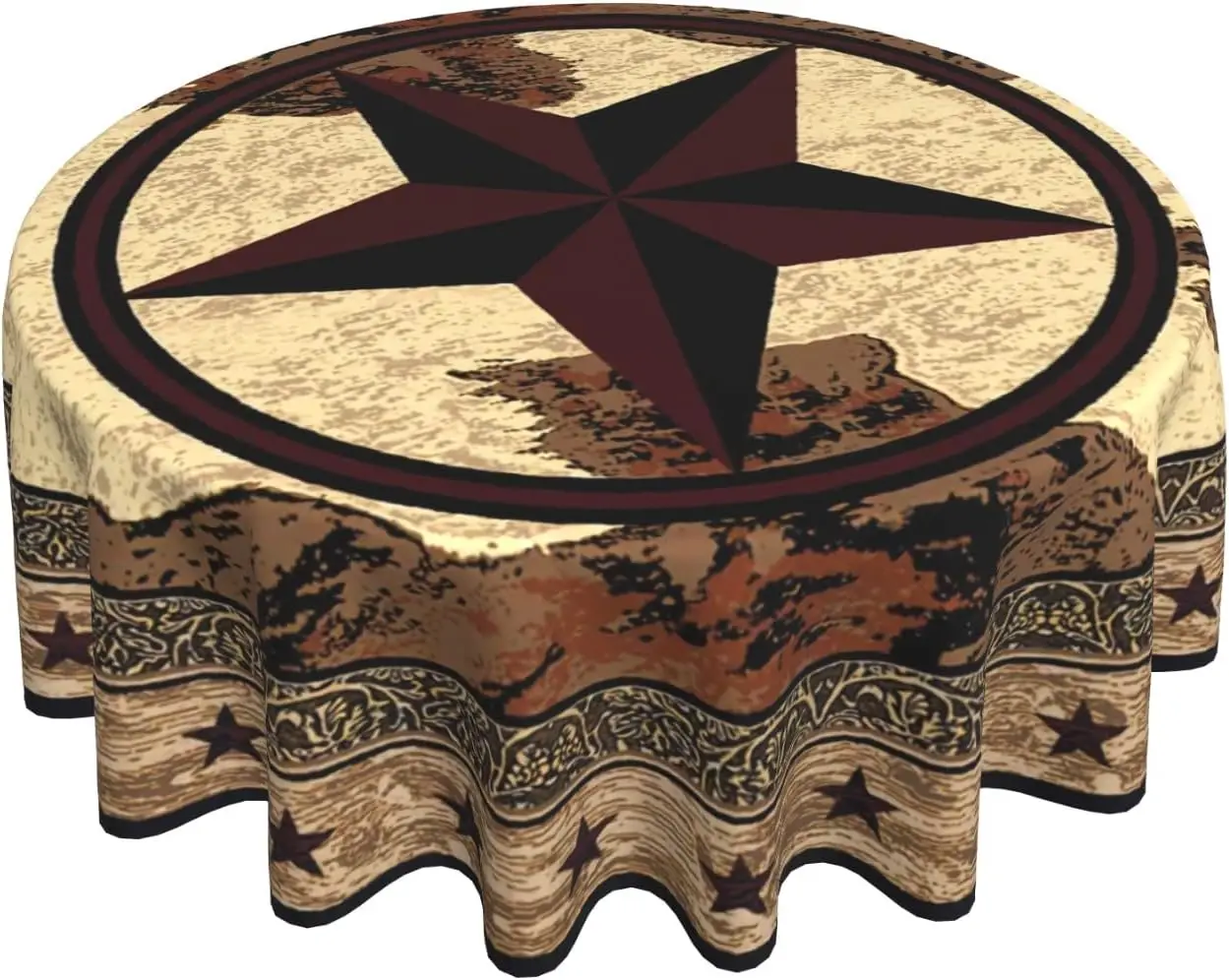 Western Texas Star Tablecloth Round- Rustic Stars on Vintage Brown Wood Board Print Cabin Country Style Heat Resistant
Western Texas Star Tablecloth Round- Rustic Stars on Vintage Brown Wood Board Print Cabin Country Style Heat Resistant
